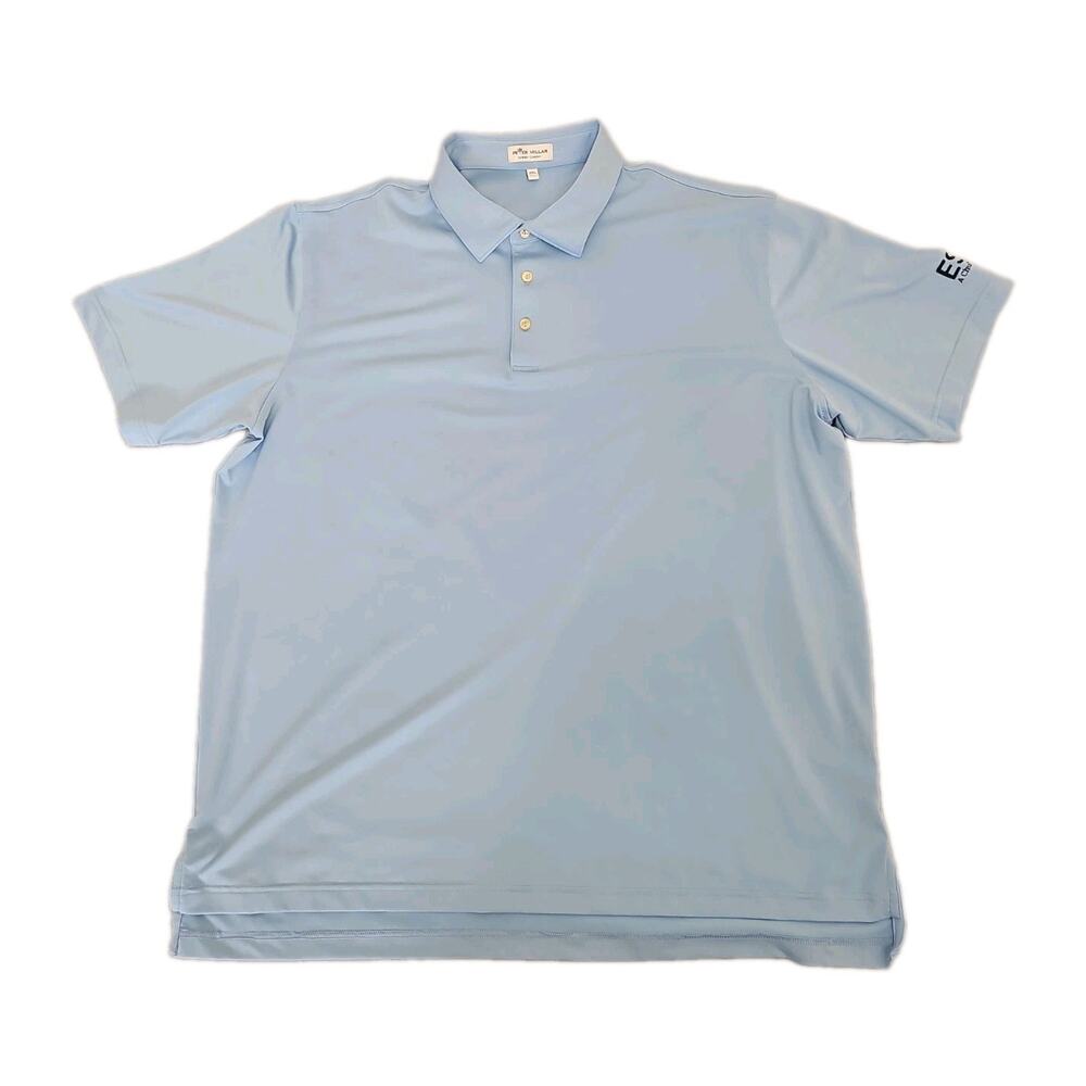 PETER MILLAR Summer Comfort Polo Golf Shirt Men XXL Sky Blue UPF 50+ ESIS A Chub